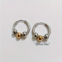 1 Pair Punk Simple Style Geometric Stainless Steel 14K Gold Plated Hoop Earrings main image 3
