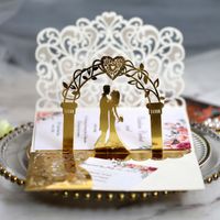 Cute Double Heart Solid Color Iridescent Paper Wedding main image 1