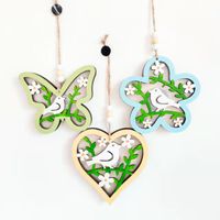 Style Simple Fleur Papillon Oiseau Bois Pendentif Décorations Artificielles main image 1