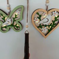 Simple Style Flower Butterfly Bird Wood Pendant Artificial Decorations main image 4