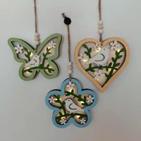 Simple Style Flower Butterfly Bird Wood Pendant Artificial Decorations main image 5