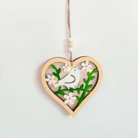 Simple Style Flower Butterfly Bird Wood Pendant Artificial Decorations sku image 1