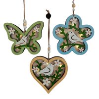 Simple Style Flower Butterfly Bird Wood Pendant Artificial Decorations main image 2