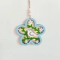Simple Style Flower Butterfly Bird Wood Pendant Artificial Decorations sku image 4