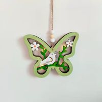 Simple Style Flower Butterfly Bird Wood Pendant Artificial Decorations sku image 7
