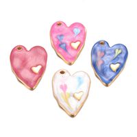 A Pack Of 3 Sweet Simple Style Heart Shape Stainless Steel Enamel Pendant Jewelry Accessories main image 5