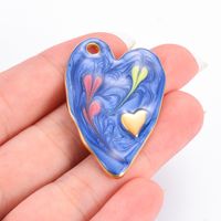 A Pack Of 3 Sweet Simple Style Heart Shape Stainless Steel Enamel Pendant Jewelry Accessories main image 4