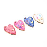 A Pack Of 3 Sweet Simple Style Heart Shape Stainless Steel Enamel Pendant Jewelry Accessories main image 3