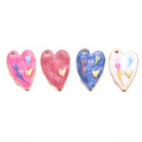 A Pack Of 3 Sweet Simple Style Heart Shape Stainless Steel Enamel Pendant Jewelry Accessories main image 2