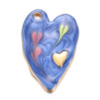 A Pack Of 3 Sweet Simple Style Heart Shape Stainless Steel Enamel Pendant Jewelry Accessories sku image 4