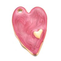 A Pack Of 3 Sweet Simple Style Heart Shape Stainless Steel Enamel Pendant Jewelry Accessories sku image 2