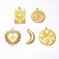 5 Pcs/package Simple Style Star Moon Heart Shape Stainless Steel Plating Pendant Jewelry Accessories main image 1