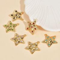 5 Pcs/package Simple Style Star Stainless Steel Plating Inlay Pendant Jewelry Accessories main image 1