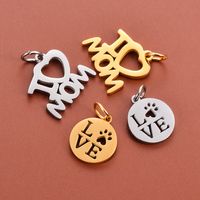 10 Pcs/package Cute Simple Style Letter Paw Print Stainless Steel Plating Pendant Jewelry Accessories main image 1