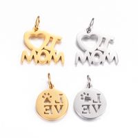 10 Pcs/package Cute Simple Style Letter Paw Print Stainless Steel Plating Pendant Jewelry Accessories main image 2