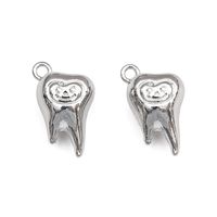 2 Pieces Cartoon Style Teeth Emoji Face Alloy Pendant Jewelry Accessories sku image 2