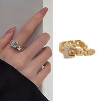 Wholesale Simple Style Geometric Copper Plating Inlay Zircon Adjustable Ring main image 4