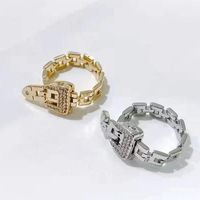 Wholesale Simple Style Geometric Copper Plating Inlay Zircon Adjustable Ring main image 1