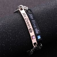 Simple Style Letter Crown Alloy Plating Inlay Artificial Gemstones Couple Bracelets main image 1