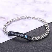 Simple Style Letter Crown Alloy Plating Inlay Artificial Gemstones Couple Bracelets sku image 4