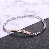 Simple Style Letter Crown Alloy Plating Inlay Artificial Gemstones Couple Bracelets main image 3