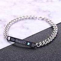 Simple Style Letter Crown Alloy Plating Inlay Artificial Gemstones Couple Bracelets sku image 3