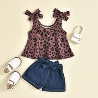 Casual Round Dots Leopard Cotton Baby Clothing Sets main image 1