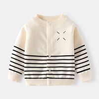 Casual Stripe Embroidery Cotton Blend Baby Clothing Sets sku image 3