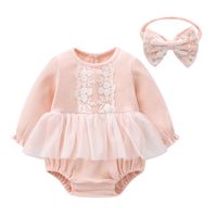 Casual Classic Style Solid Color Cotton Baby Rompers sku image 1