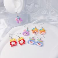 4 Pairs Original Design Cute Clown Popcorn Cup French Fries Irregular Painted Synthetics Synthetic Resin Shell Drop Earrings main image 2
