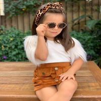 Simple Style Solid Color Cotton Girls Clothing Sets sku image 1