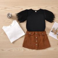 Simple Style Solid Color Cotton Girls Clothing Sets main image 3