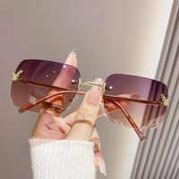 Elegant Simple Style Gradient Color Butterfly Pc Square Diamond Frameless Women's Sunglasses sku image 4