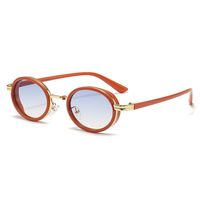 Retro Gradient Color Solid Color Leopard Pc Oval Frame Full Frame Women's Sunglasses main image 3