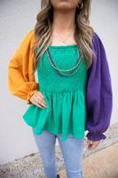 Women's Blouse Long Sleeve Blouses Elegant Streetwear Color Block sku image 1