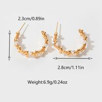 1 Pair Vintage Style Luxurious Sweet C Shape Cross Plating Inlay 304 Stainless Steel Pearl 14K Gold Plated Ear Studs main image 2