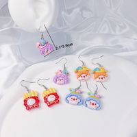 4 Pairs Original Design Cute Clown Popcorn Cup French Fries Irregular Painted Synthetics Synthetic Resin Shell Drop Earrings sku image 17