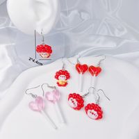 4 Pairs Original Design Cute Clown Popcorn Cup French Fries Irregular Painted Synthetics Synthetic Resin Shell Drop Earrings sku image 10
