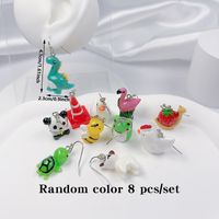 4 Pairs Original Design Cute Clown Popcorn Cup French Fries Irregular Painted Synthetics Synthetic Resin Shell Drop Earrings sku image 6