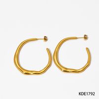 1 Pair Simple Style Solid Color Plating 304 Stainless Steel 16K Gold Plated White Gold Plated Gold Plated Hoop Earrings sku image 1