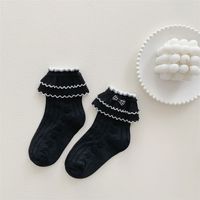 Women's Princess Cute Solid Color Cotton Jacquard Crew Socks 2 Pieces sku image 4