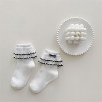 Women's Princess Cute Solid Color Cotton Jacquard Crew Socks 2 Pieces sku image 12