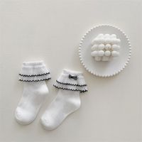 Women's Princess Cute Solid Color Cotton Jacquard Crew Socks 2 Pieces sku image 10