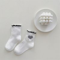Women's Princess Cute Solid Color Cotton Jacquard Crew Socks 2 Pieces sku image 16