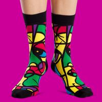 Unisexe Style Simple Style Classique Bloc De Couleur Coton Impression Crew Socks Une Paire main image 5