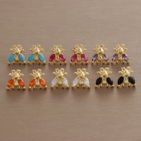 1 Pair Simple Style Insect Plating Inlay Copper Rhinestones Ear Studs main image 1
