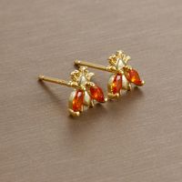 1 Pair Simple Style Insect Plating Inlay Copper Rhinestones Ear Studs main image 3