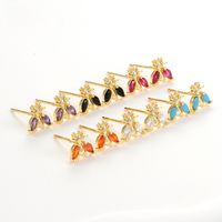1 Pair Simple Style Insect Plating Inlay Copper Rhinestones Ear Studs main image 4