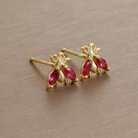 1 Pair Simple Style Insect Plating Inlay Copper Rhinestones Ear Studs sku image 1