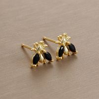 1 Pair Simple Style Insect Plating Inlay Copper Rhinestones Ear Studs sku image 3